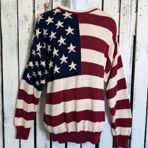 VTG 90s Structure American Flag Sweater Men L USA Cotton Yacht Club Hamptons
